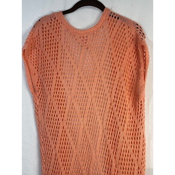 no boundaries cardigan sweater open front knit fringe peach acrylic size 7 READ - Picture 6 of 7